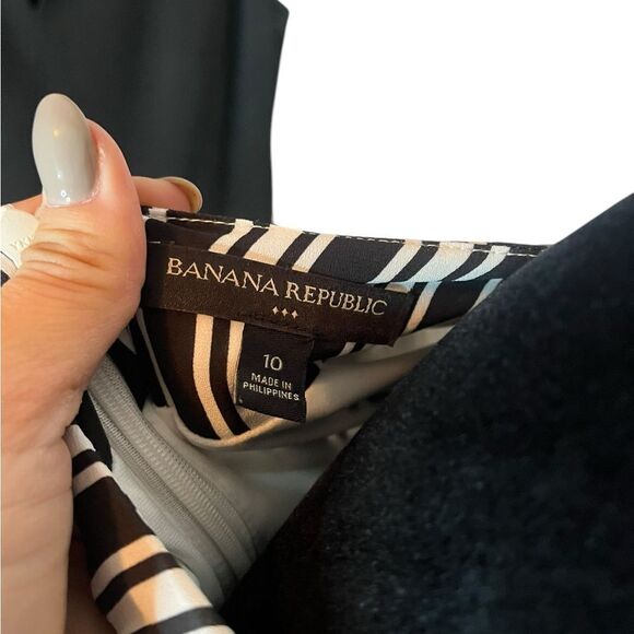 BANANA REPUBLIC STRIPED BLACK & WHITE SLEEVELESS ALINE DRESS WOMENS SIZE 10 - Picture 11 of 11